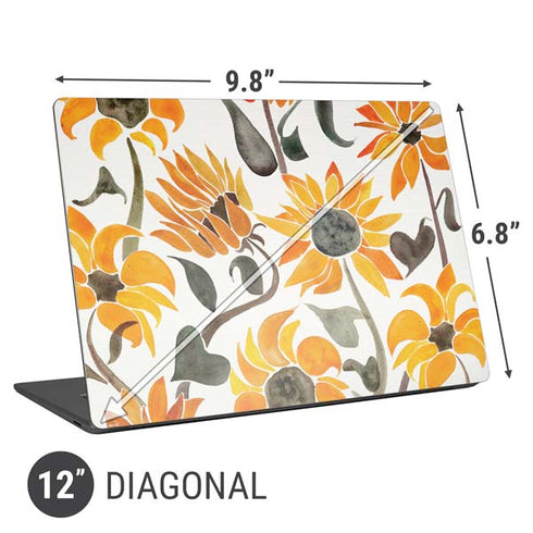 Cat Coq Yellow Sunflower Universal Laptop 12in (9.8 x 6.8in) Skin